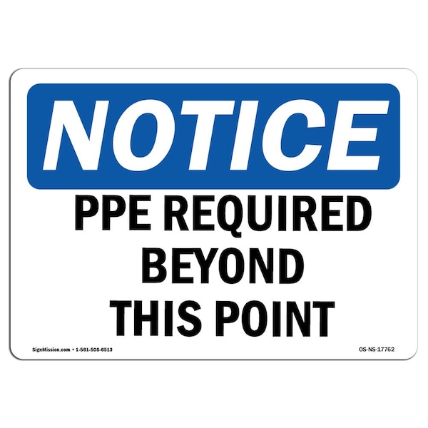 OSHA Sign, PPE Required Beyond Point, 5in X 3.5in Decal, 10PK, 5" W, 3.5" H, Landscape, PK10